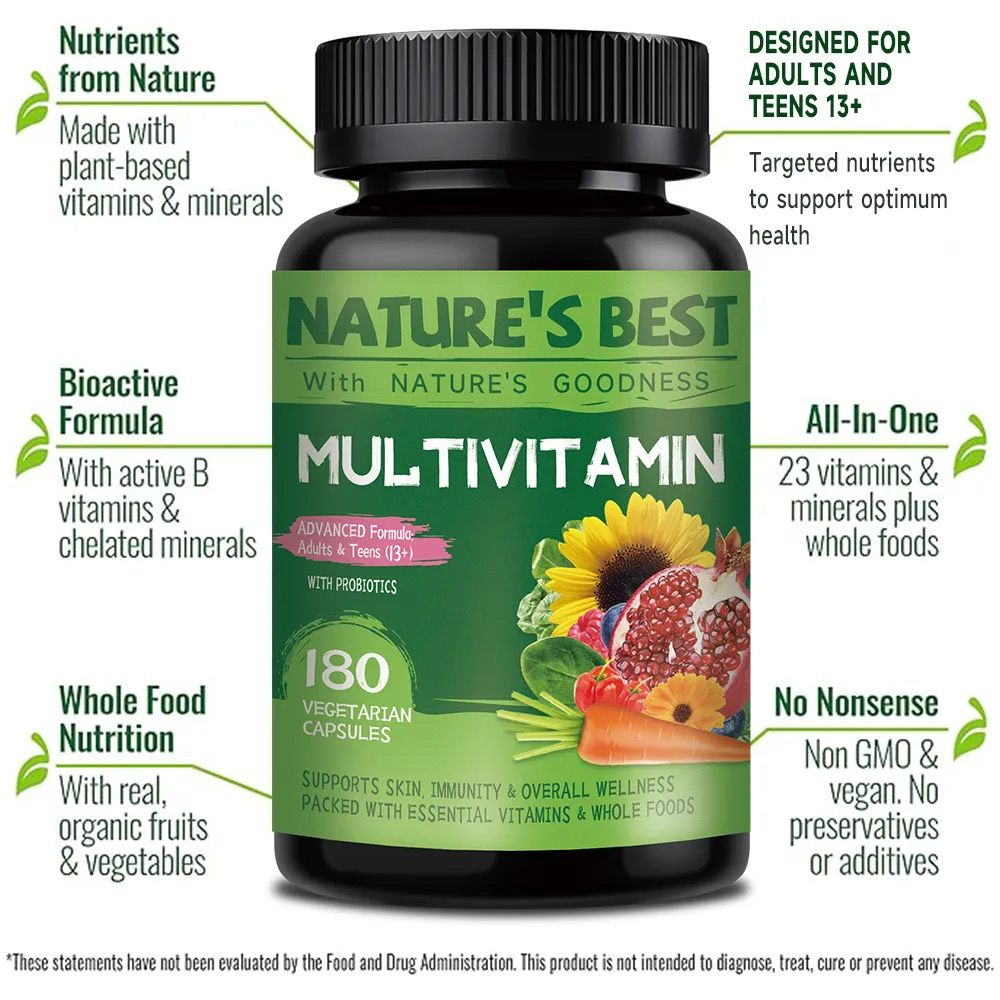 Nature's Best Multivitamin- Advanced Formula, Adults & Teens 180 Capsules
