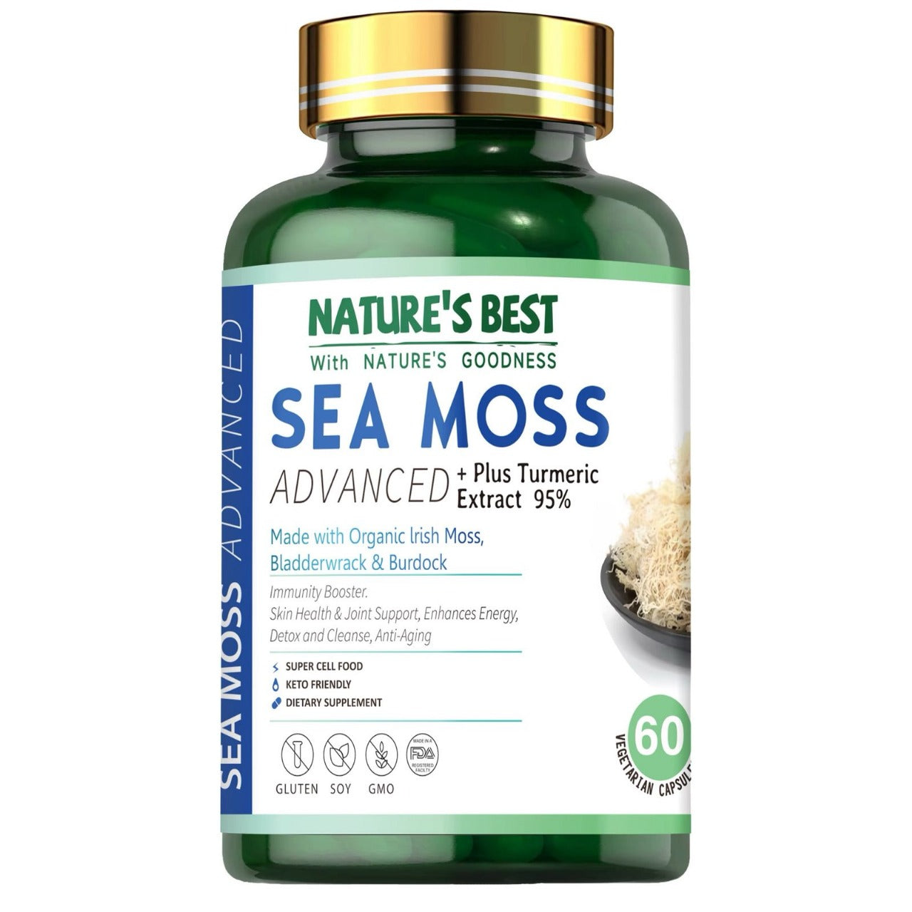 Sea Moss - Advanced Natural Formula, with Tumeric Extract 60 Capsules Medicare Wellness Hub