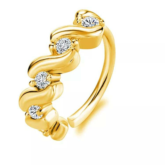 Nose Ring Hoop, Cubic Zirconia 18ct Gold Plated, Diameter 8mm, S4