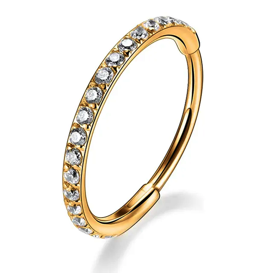 Nose Ring Hoop, Pure Surgical Grade Titanium, Cubic Zirconia , 8mm Diameter