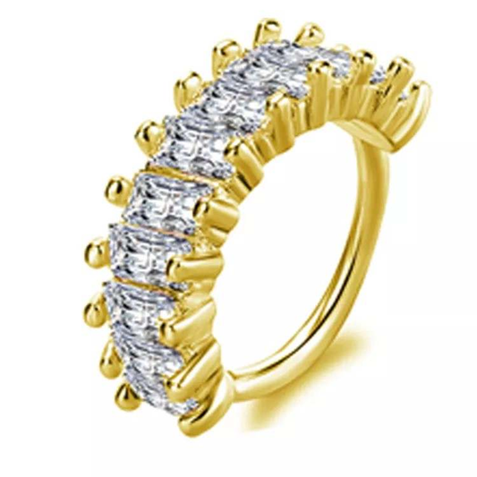 Nose Ring Hoop, Cubic Zirconia 18ct Gold Plated, Diameter 8mm, S3