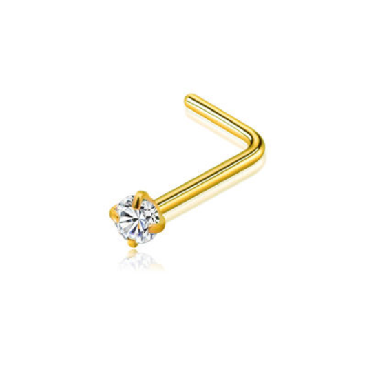 Nose Stud Small Ring 18ct Gold Plated, Cubic Zirconia, 2.5mm