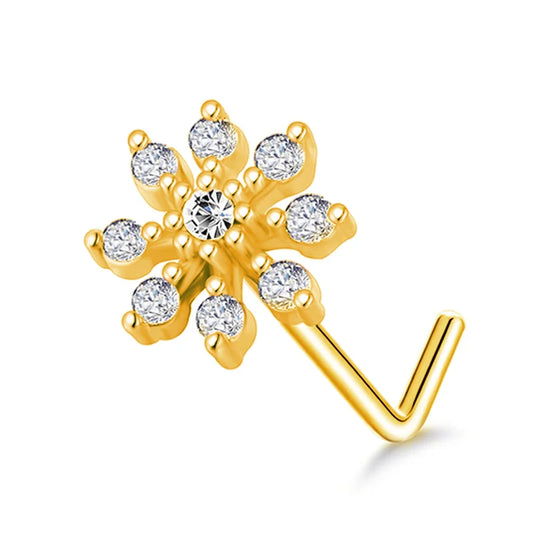 Nose Stud Ring 18ct Gold Plated Hypoallergenic