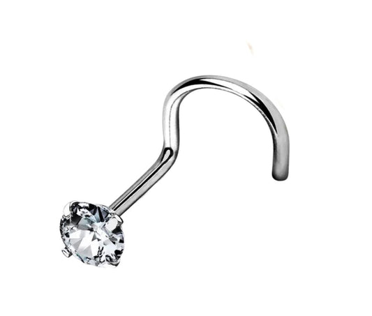 Nose Stud Small Ring- Pure Titanium, Cubic Zirconia, 3mm