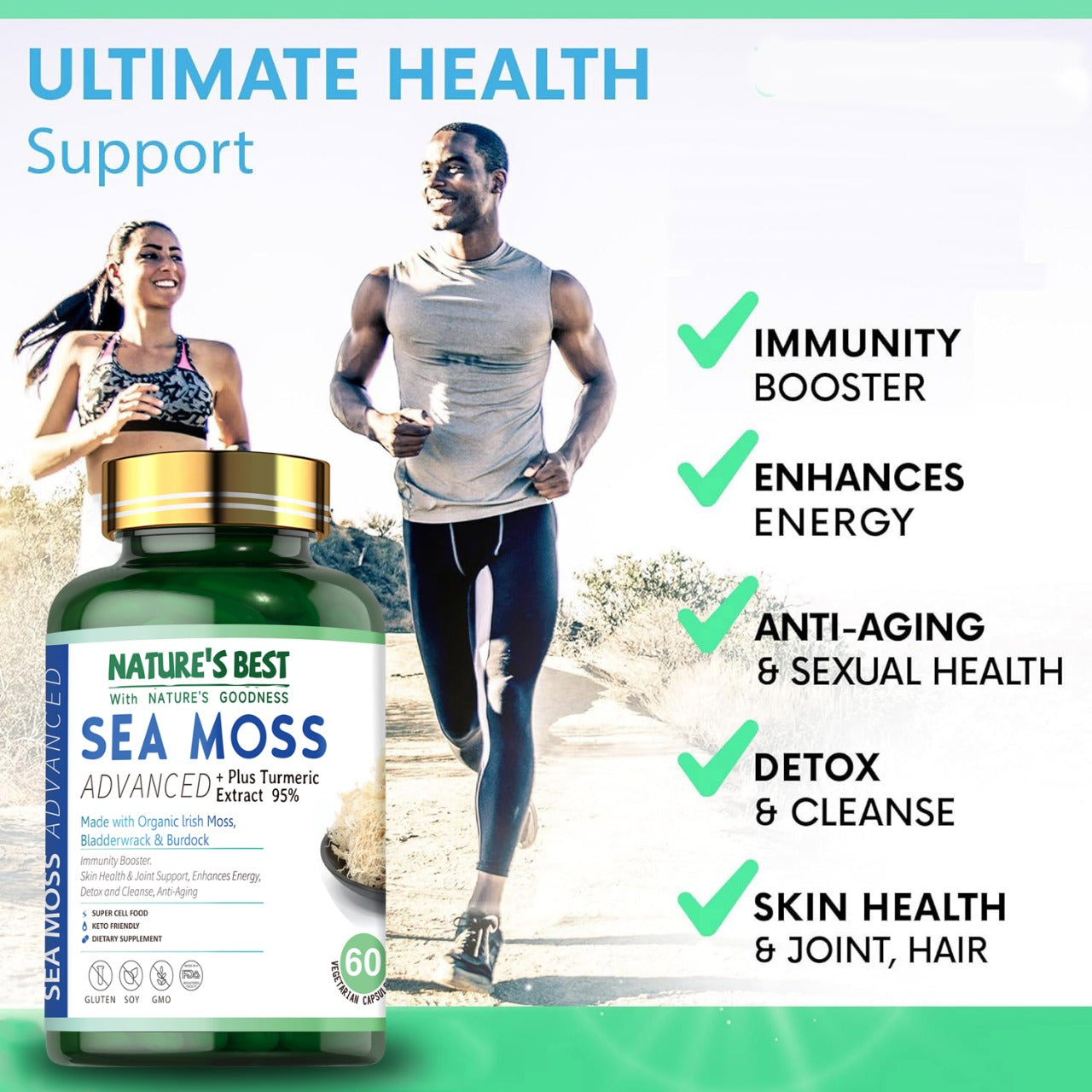 Sea Moss - Advanced Natural Formula, with Tumeric Extract 60 Capsules Medicare Wellness Hub