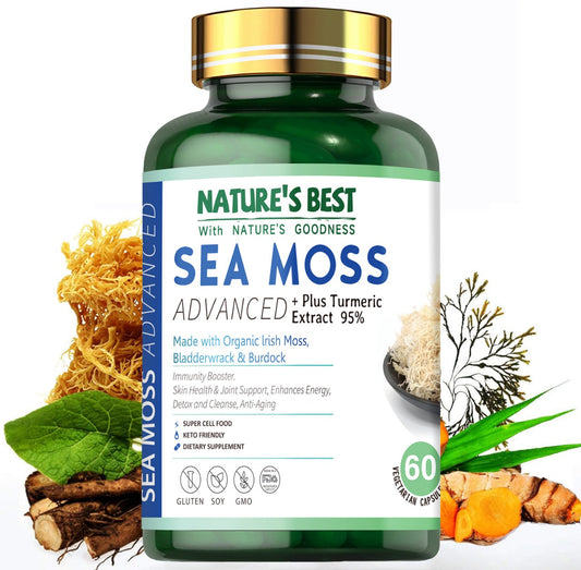 Sea Moss - Advanced Natural Formula, with Tumeric Extract 60 Capsules Medicare Wellness Hub